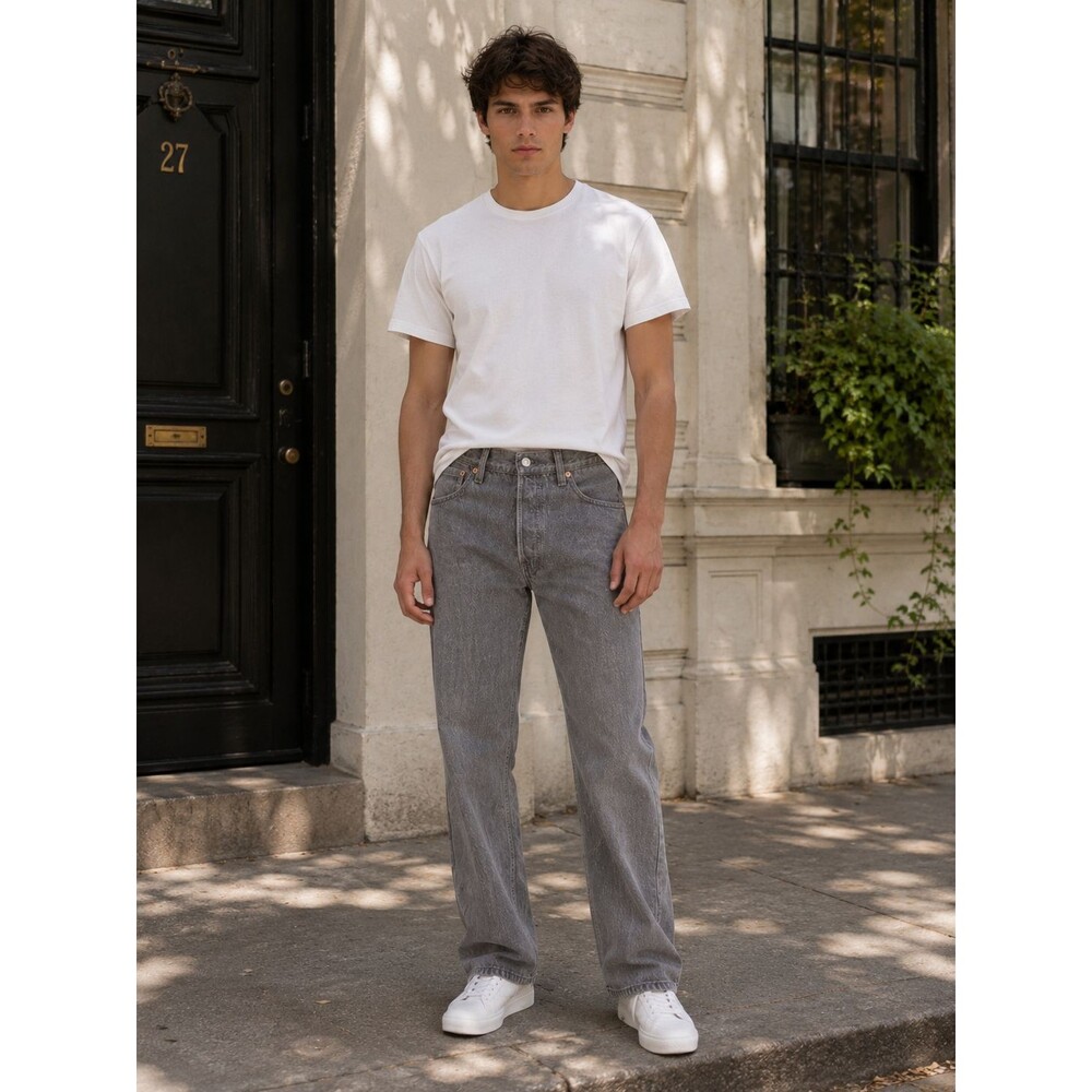 LEVIS 501 Mens Jeans 28x29 White Oak Cone Denim Button Fly GraySilver 00501-2128